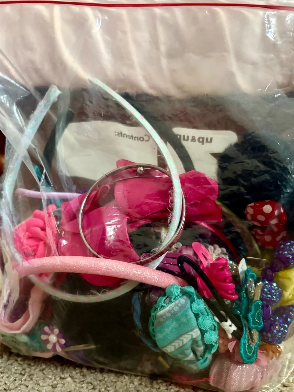 Kids Pink and Teal Hair Accessory Set - Assorted Headbands & Clips